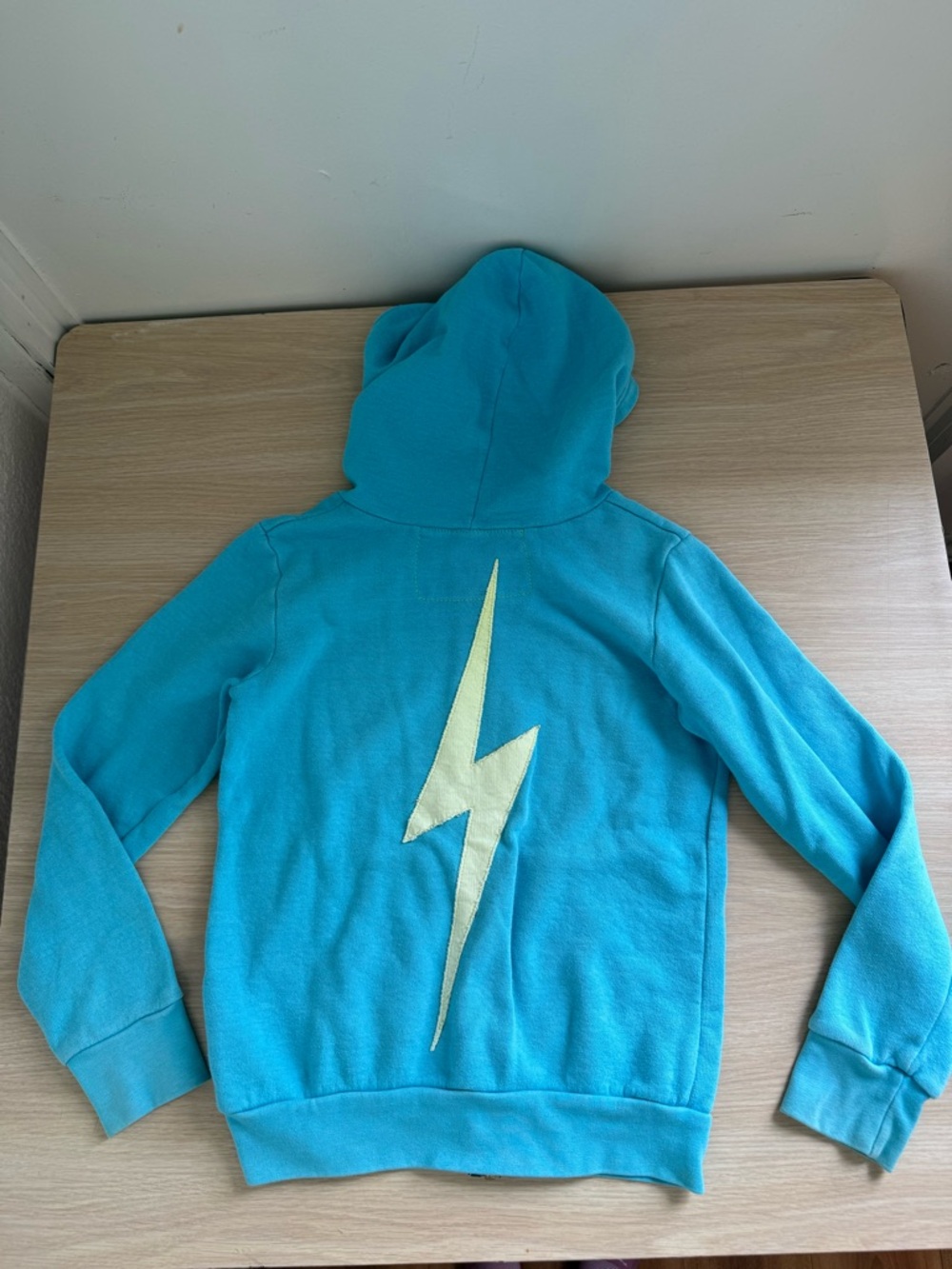 RARE aviator nation bolt zip hoodie blue green lightning kids 10 bright neon